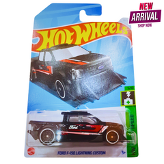 Hot Wheels Ford F-150 Lightning Custom – HW Green Speed Series – Black & Red Electric Truck – Die-Cast Model (1:64 Scale)