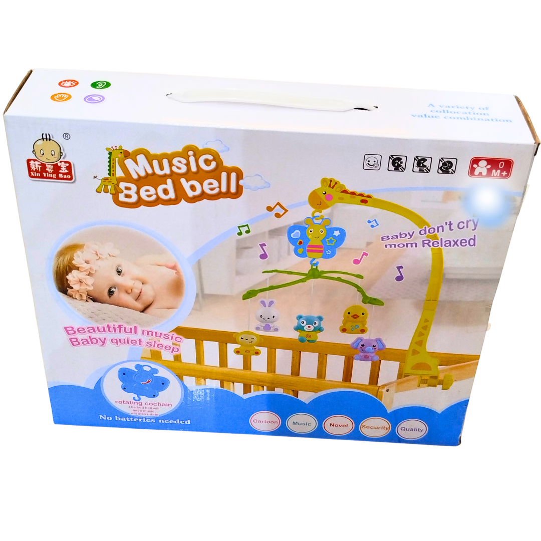 🎵 Musical Baby Crib Mobile – Rotating Bed Bell with Hanging Animal Toys & Soothing Music (0M+)