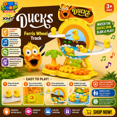 Ducks Ferris Wheel Track Toy for Kids – Rotating Duck Slide Track Playset with Moving Ducks | Educational Interactive Toy for Boys & Girls Age 3+