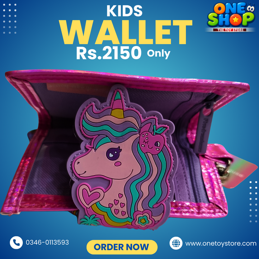 Rainbow Unicorn Kids Wallet for Girls | Cute Cartoon Unicorn Wallet with Strap Lock | Premium Kids Wallet – Colorful, Secure & Durable (Rs.2150) Main image