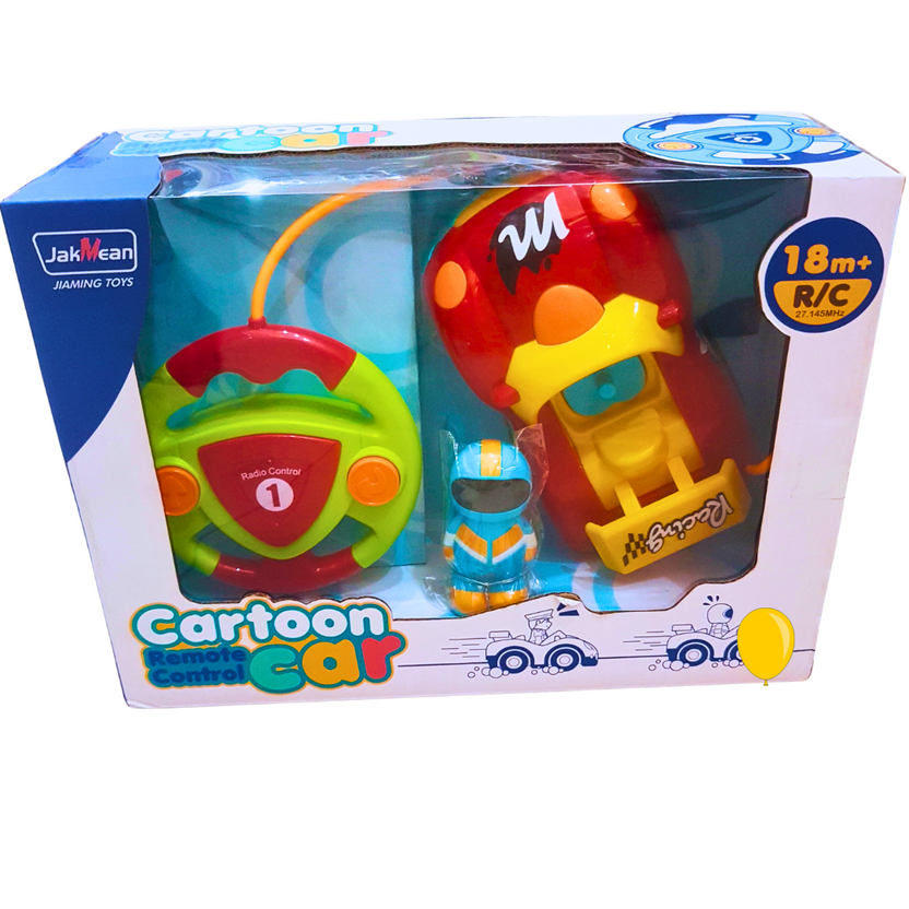 JakMean Cartoon Remote Control Car Toy for Toddlers | Easy-to-Use R/C Car with Steering Wheel Control | 18+ Months Main image