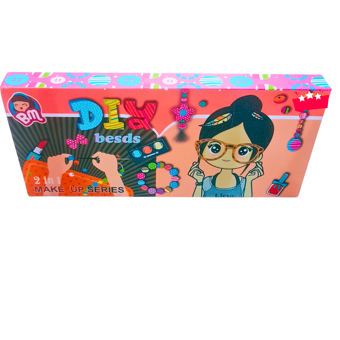 🎨 2-in-1 DIY Beads & Makeup Kit for Girls – Pretend Beauty Playset with Eyeshadows, Nail Polish & Jewelry Craft (Ages 3+) Secondary image