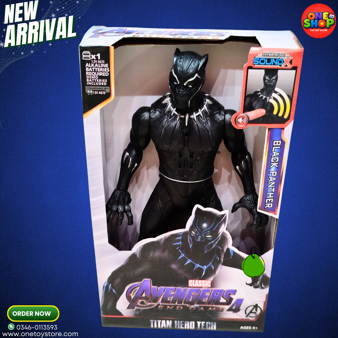Marvel Avengers Black Panther Titan Hero Tech Action Figure with Sound – Classic Talking Superhero Toy for Kids (4+ Years) Main image