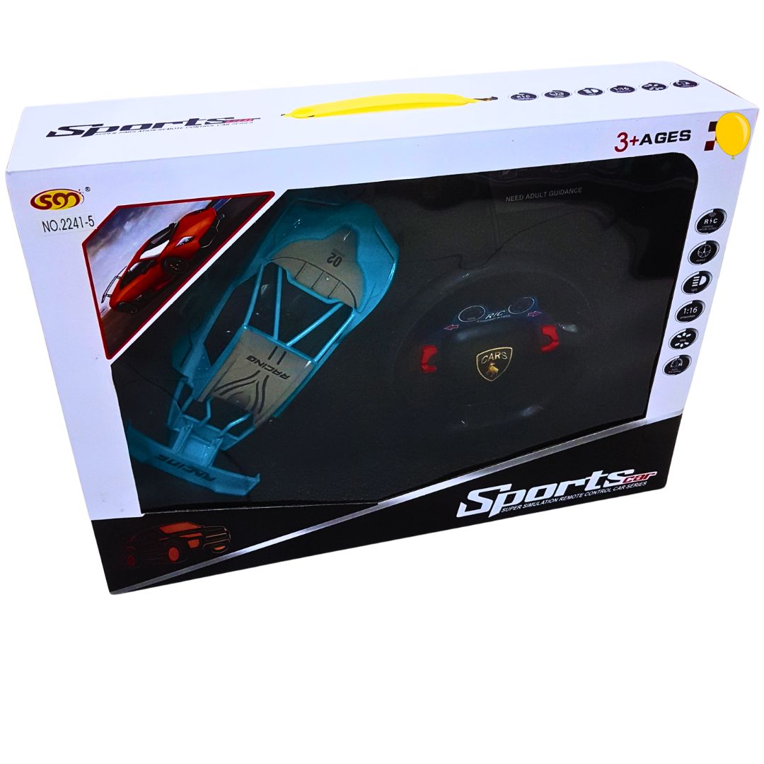 1:16 Remote Control Sports Racing Car with Steering Wheel for Kids – Ages 3+ | High-Speed RC Car with Realistic Design and Lights