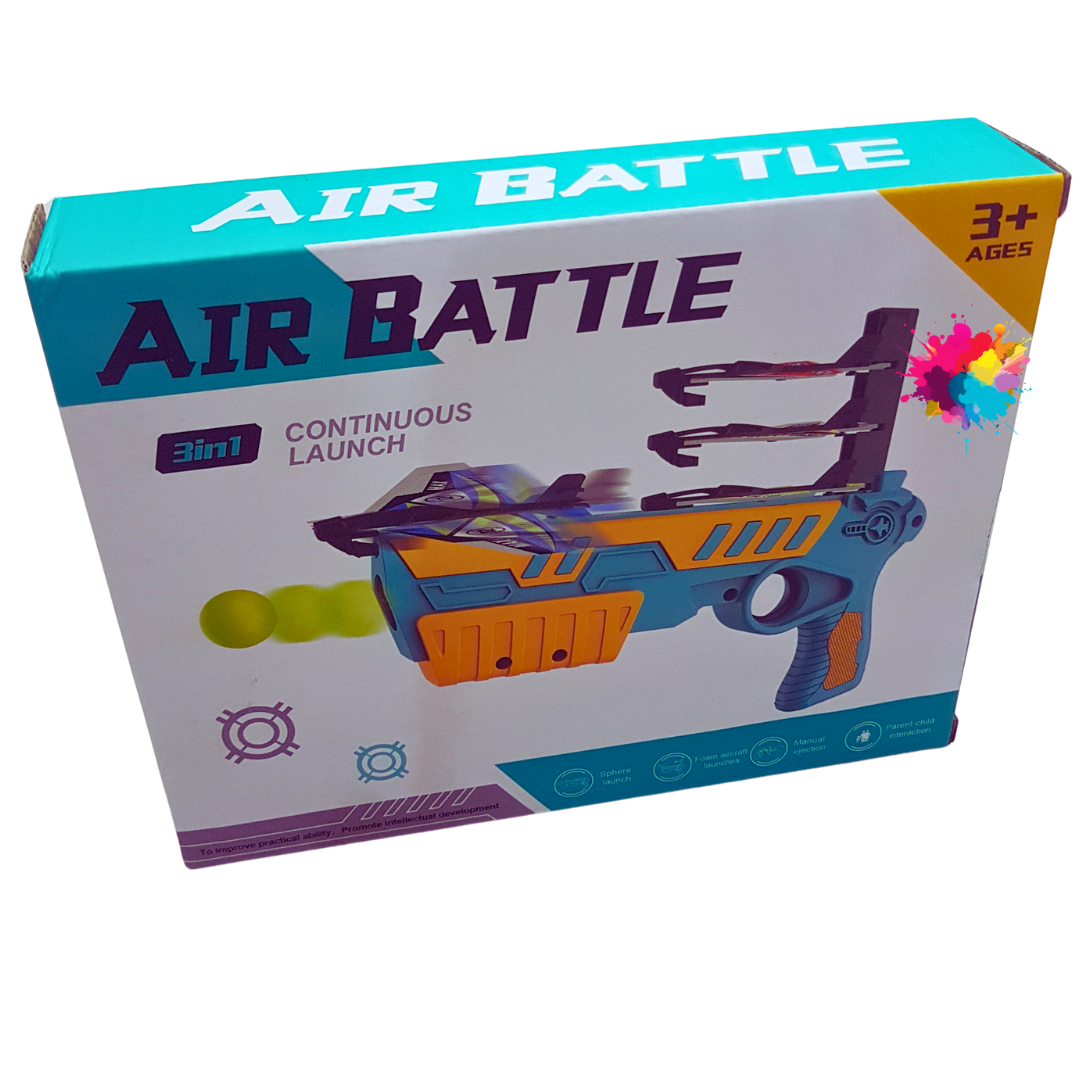 Air Battle 3-in-1 Continuous Launch Toy Gun for Kids - Ages 3+