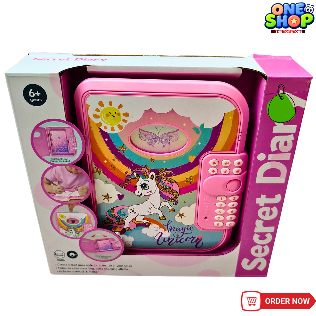 Magic Unicorn Secret Diary for Girls – Password Lock Diary with Voice Recording, LED Lights & Notebook | Kids Electronic Secret Journal Toy (6+ Years)