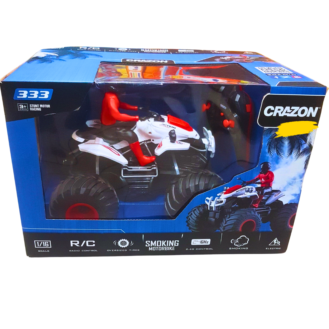 CraZon 1:16 Scale RC Stunt Motorbike – High-Speed Remote Control Quad Bike with Oversized Tires & Realistic Smoke Effect (20KM/H, 2.4GHz Control, Rechargeable) Secondary image