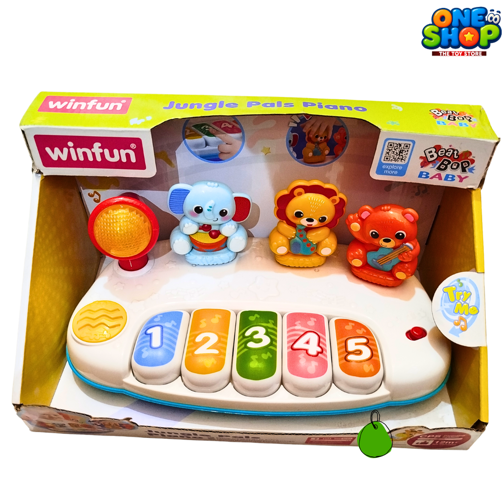 Winfun Jungle Pals Piano for Babies – Musical Learning Keyboard Toy with Animal Sounds, Lights & Number Keys for Toddlers