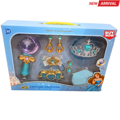 🏰 Fantasy Princess Dress-Up Jewelry Set for Girls – Crown, Wand, Earrings & Accessories (Age 3+)