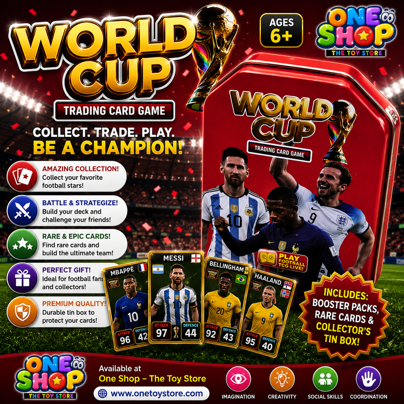 World Cup Football Trading Card Game Collector Tin – Red Edition | Soccer Trading Cards Storage Box | Football Card Collection Case for Kids & Fans Main image