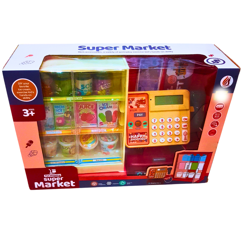 Fun Shopping Supermarket Cash Register Playset with Accessories – Role Play Toy for Kids Age 3+ | Educational Grocery Store Simulation Main image