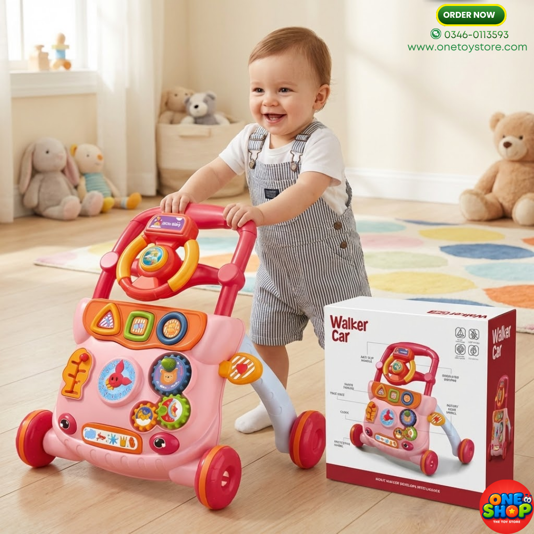 🚶‍♀️ Musical Baby Walker Car – Activity Learning Walker with Steering Wheel & Educational Games (12M+)