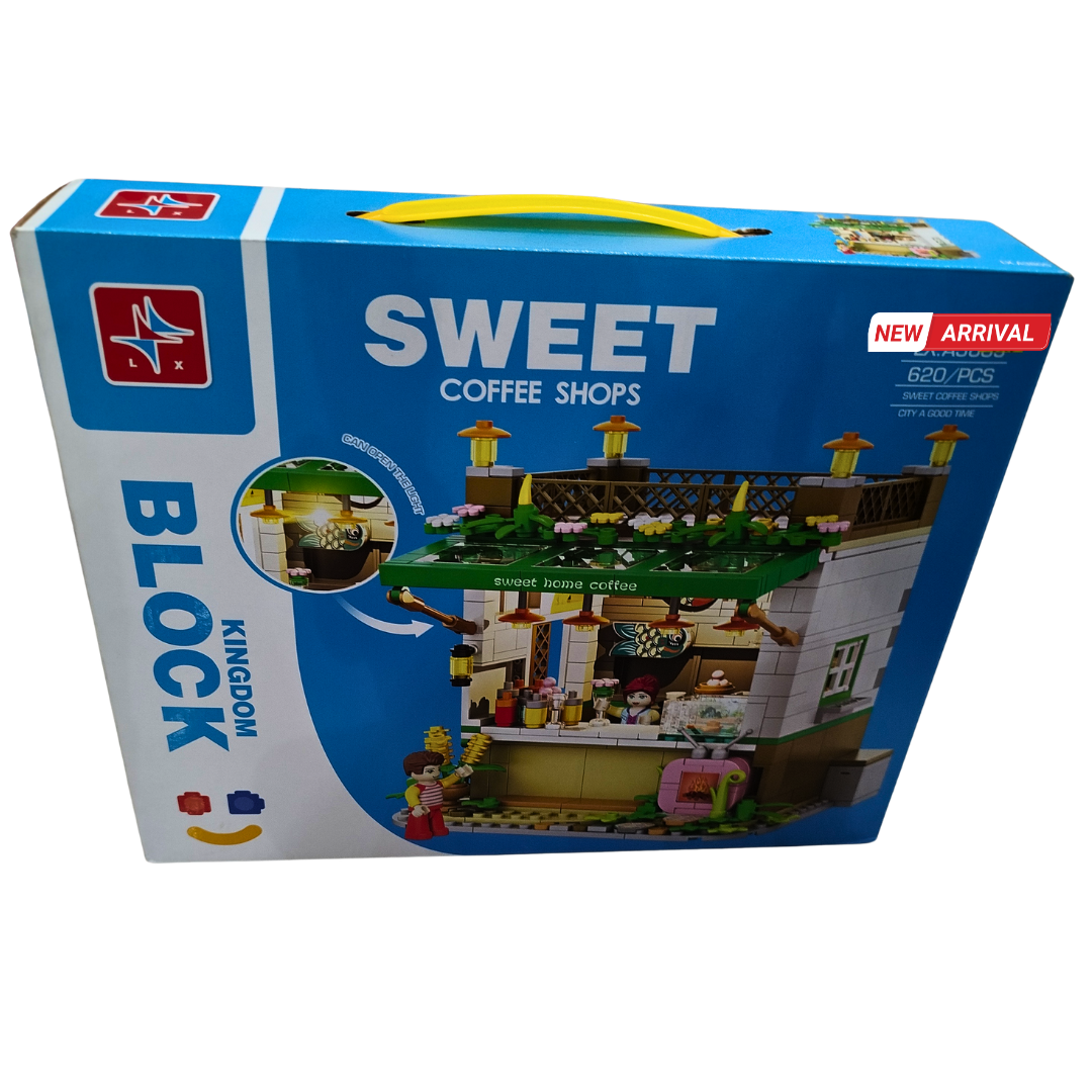 Sweet Coffee Shop Building Blocks Set – Creative Café Playset for Kids | 620 PCS Educational Construction Toy with Carry Box