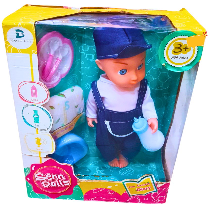Interactive Baby Doll Toy with Drinking & Pee Function - For Kids Aged 3+ | Roleplay Set with Accessories Main image
