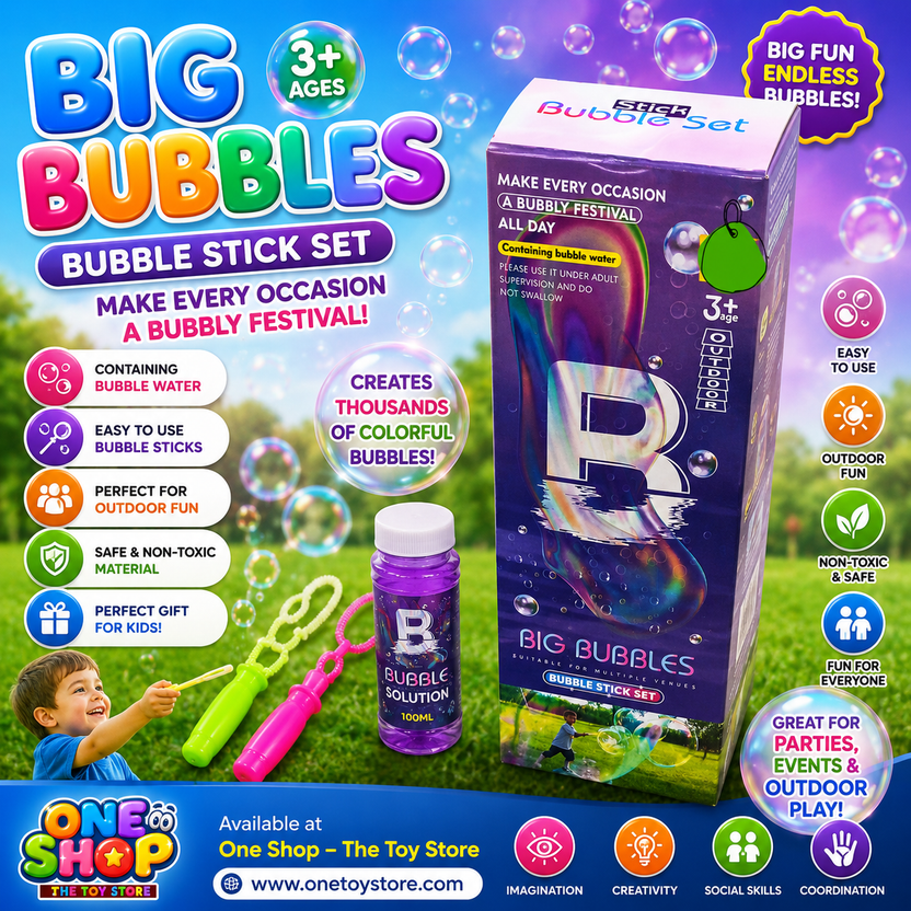 Big Bubble Stick Set for Kids 3+ | Giant Bubble Maker Toy with Bubble Solution | Outdoor Fun Bubble Wand Set for Boys & Girls Main image