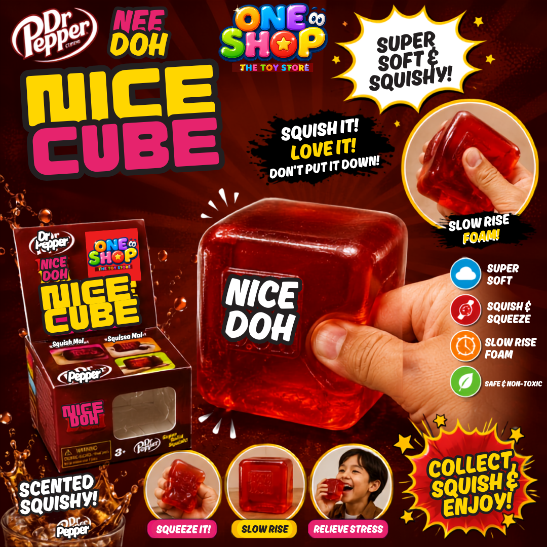 Dr Pepper NeeDoh Nice Cube Squishy Toy for Kids – Soft Slow Rise Sensory Fidget & Stress Relief Toy