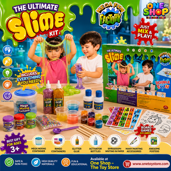 Ultimate Slime Factory DIY Kit for Kids | Make Your Own Glitter Slime Science Set | Creative STEM Learning Toy with Mixing Accessories