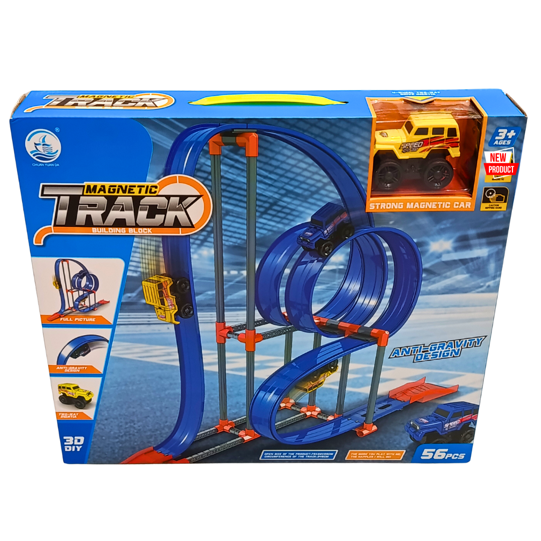 Magnetic Track Building Block Set – 56 Pieces | Anti-Gravity Loop Racing Track with Inertia Push & Go Car | DIY Construction Toy for Kids Ages 3+ Secondary image