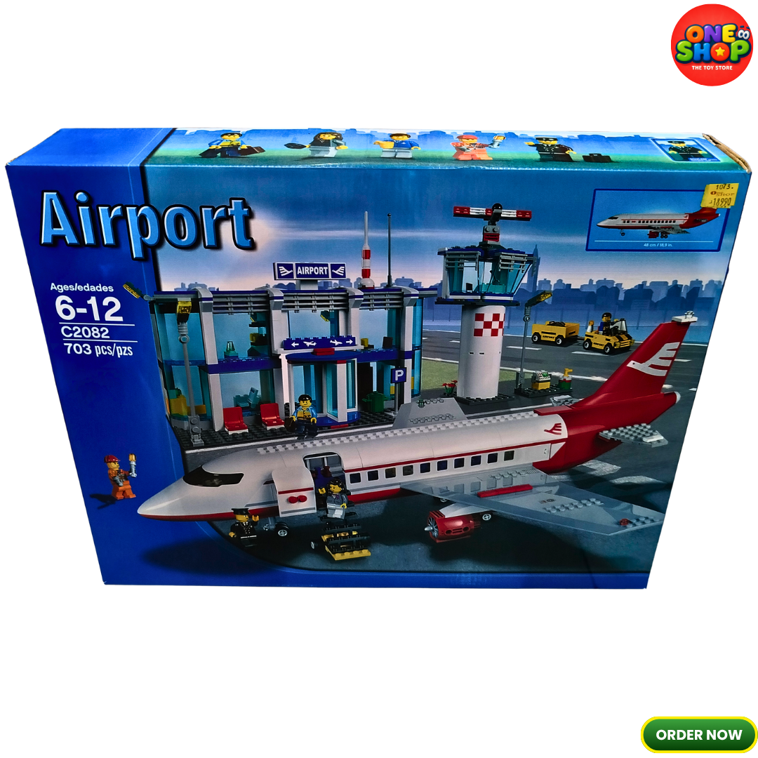 Airport Building Blocks Set 703 Pieces – Passenger Airplane & Airport Terminal Construction Toy for Kids | Aviation Playset with Control Tower | STEM Educational Building Set 6-12 Years