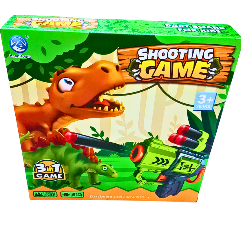 Dinosaur Shooting Game Set – 3-in-1 Dartboard & Target Practice Toy for Kids | Ages 3+ Main image