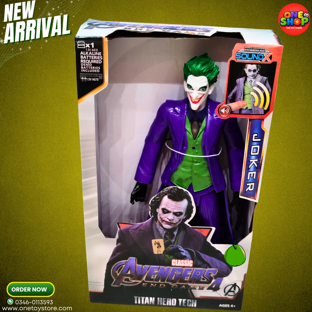DC Joker Titan Hero Tech Action Figure with Sound – Classic Talking Super Villain Toy for Kids (4+ Years)