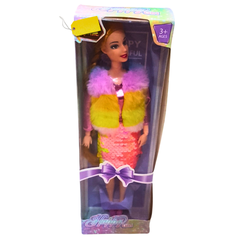 Happy Girl Sequin Fashion Dolls – Sparkling Dresses with Colorful Fur Vests – Glamorous Play for Kids (3+)