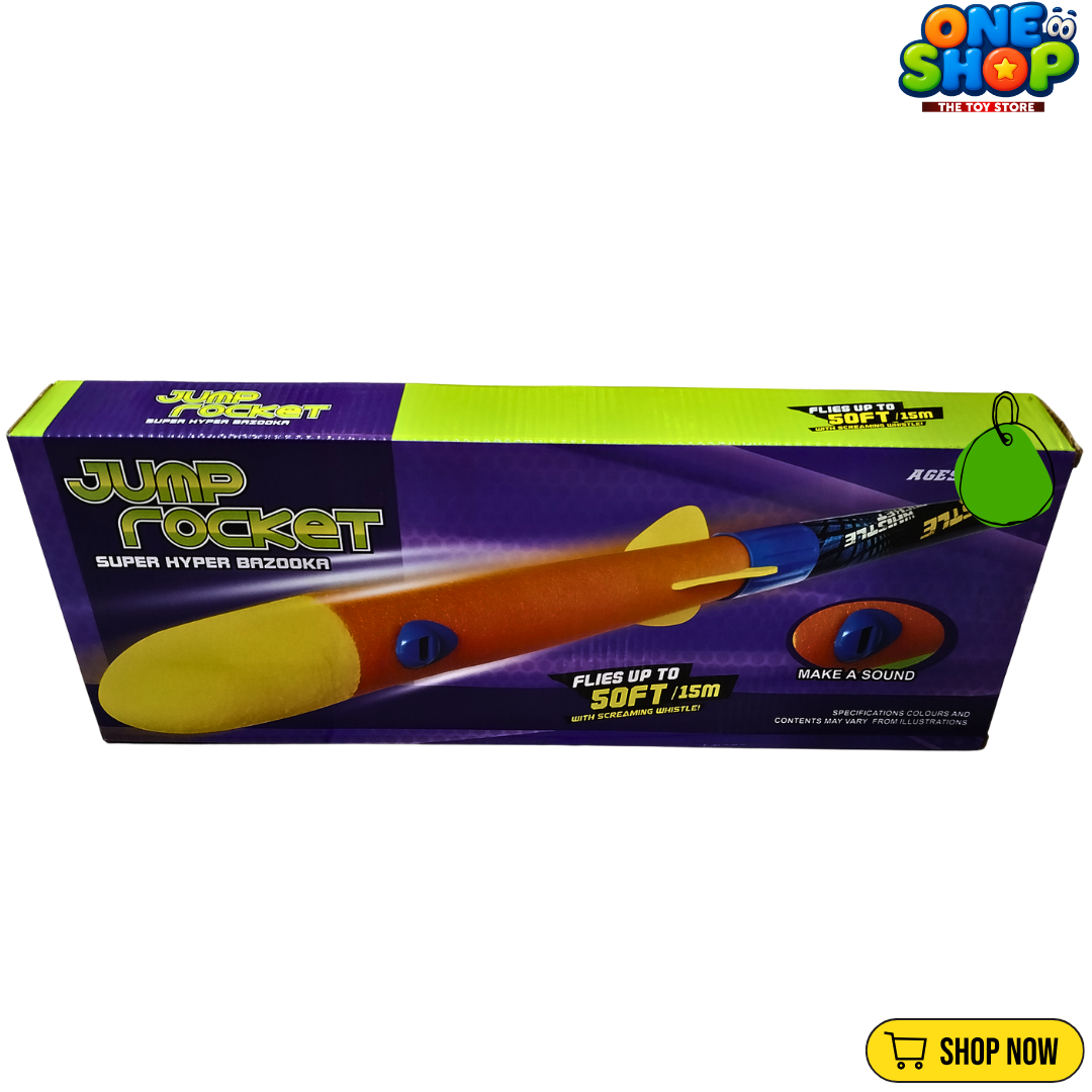 Jump Rocket Launcher Toy for Kids – Foam Stomp Rocket Set with Whistling Sound | Outdoor Flying Rocket Game Reaches Up to 50 Feet (15m)