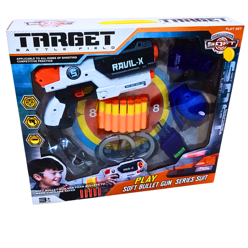Target Battlefield Soft Bullet Gun Play Set for Kids – RAVIL-X Foam Dart Shooter with Target Practice | Safe Toy Gun for Ages 3+ Main image