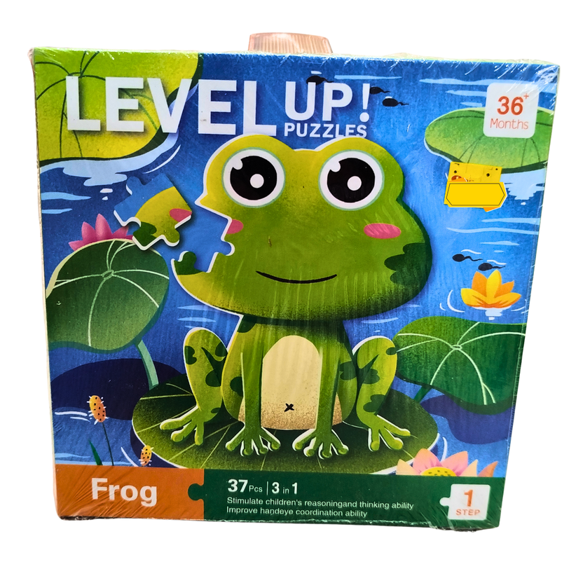 Level Up! Frog Puzzle for Toddlers – 37 Pieces 3-in-1 Educational Puzzle Game (Age 3+) Main image