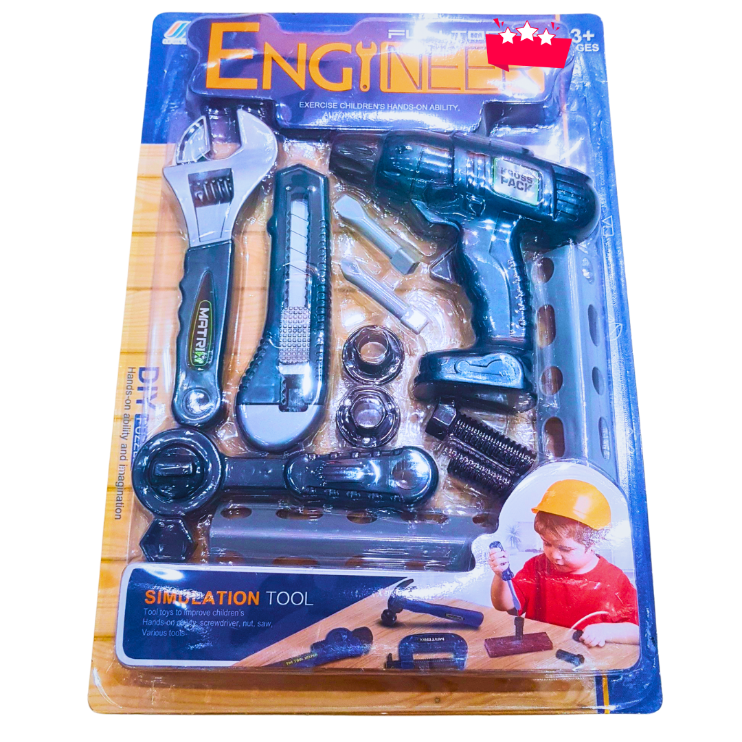 Kids Engineer Tool Set – DIY Simulation Construction Kit with Drill, Wrench & Accessories | Pretend Play Toy for Boys & Girls (Ages 3+)