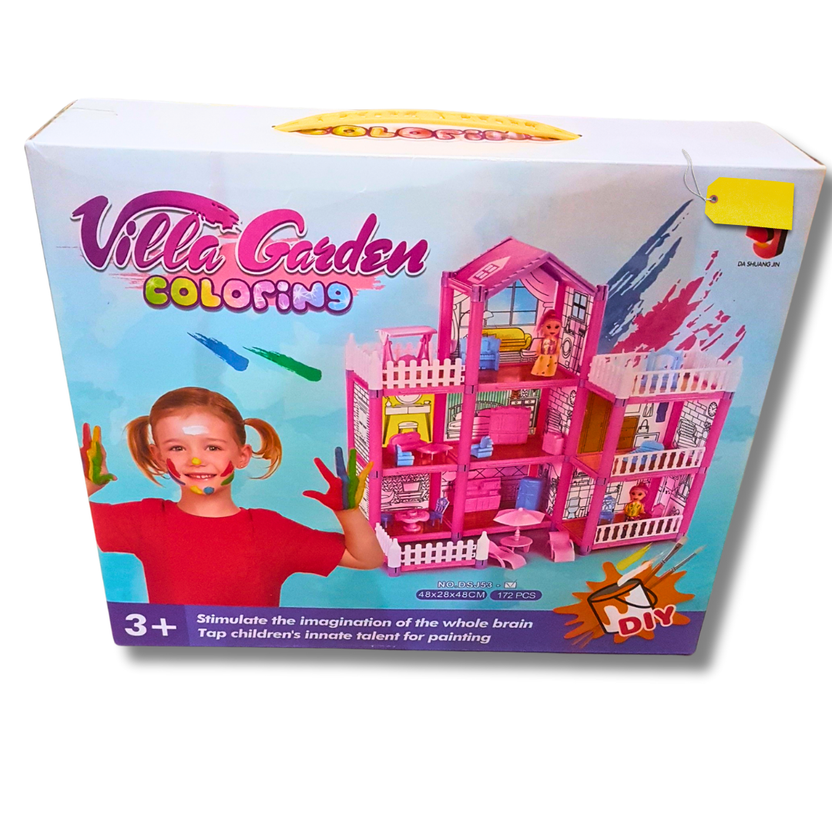 DIY Villa Garden Coloring Dollhouse – 3D Playset for Kids Main image