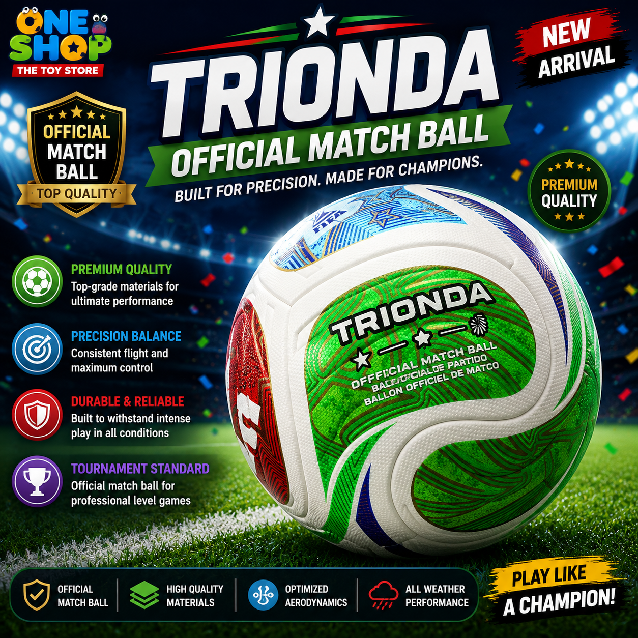 Trionda Football Size 5 – Premium Match & Training Soccer Ball for Kids and Adults | Durable All-Weather Outdoor Football