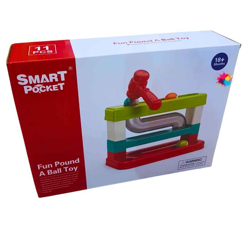 Smart Pocket Fun Pound-A-Ball Toy for Toddlers - 11-Piece Developmental Hammer and Ball Set Main image