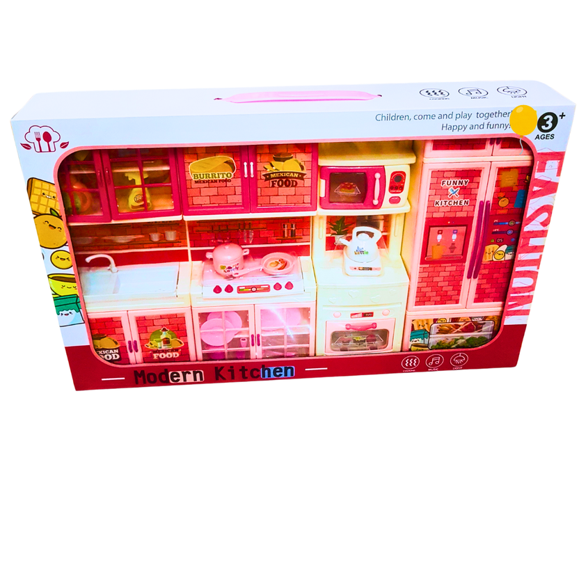 Modern Kitchen Playset – Complete Toy Kitchen with Light, Sound, and Accessories for Kids Main image