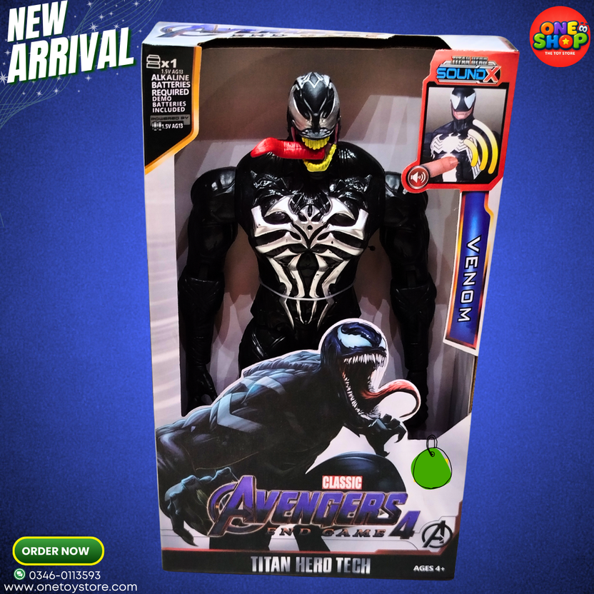 Marvel Avengers Venom Titan Hero Action Figure with Sound – Large Superhero Toy for Kids | Avengers Endgame Character Figure (Ages 4+) Main image