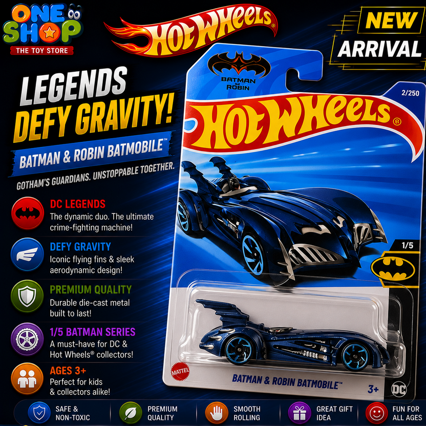 Hot Wheels Batman & Robin Batmobile Die-Cast Car – DC Superhero Batmobile Toy for Kids & Collectors Main image