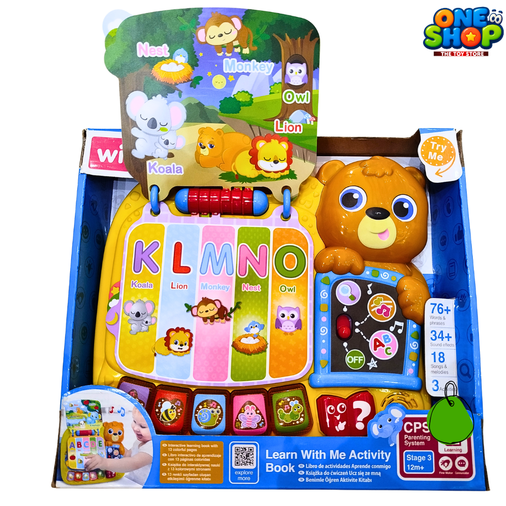 Winfun Learn With Me Activity Book – Interactive ABC Learning Toy with Sounds, Music & Animal Words for Toddlers