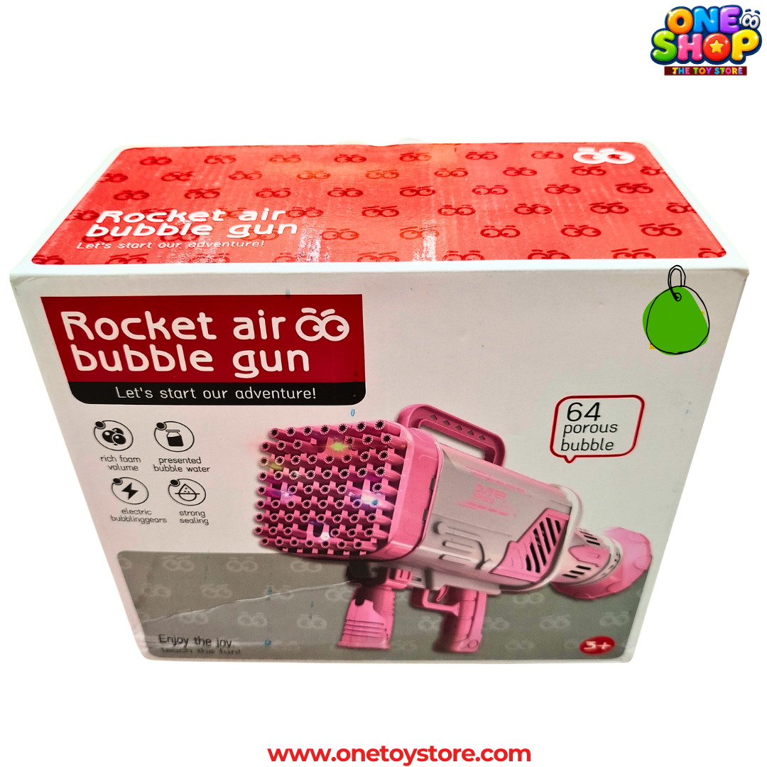 64-Hole Rocket Air Bubble Gun for Kids | Automatic Bubble Machine Blaster with LED Lights | Giant Bubble Maker Toy for Boys & Girls Age 5+