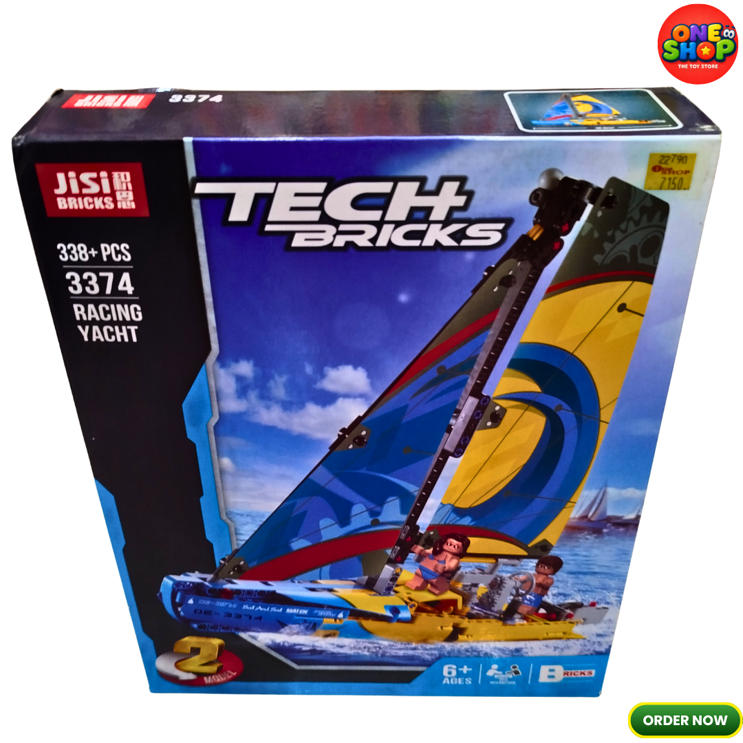 Tech Bricks Racing Yacht Building Blocks Set 338+ Pieces – 2-in-1 Sailboat Construction Toy for Kids | DIY Speed Sailing Boat Model | STEM Educational Building Set 6+ Years
