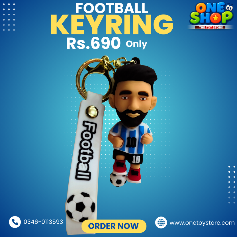 Football Keyring for Kids & Fans | Argentina Style Cartoon Football Player Keychain with Strap | Premium Sports Keyring – Durable & Stylish (Rs.690) Main image