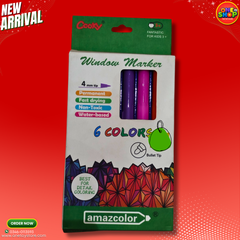 Amazcolor 6 Colors Window Markers Set – Non-Toxic Water-Based Bullet Tip Markers for Glass, Whiteboard & Kids Art in Pakistan