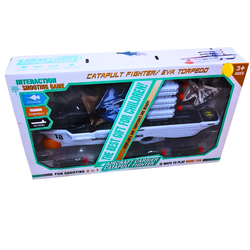 Aircraft Carrier Catapult Fighter Toy Set with EVA Torpedoes – 2-in-1 Interactive Shooting Game for Kids Ages 3+ | Action-Packed Military Playset Main image