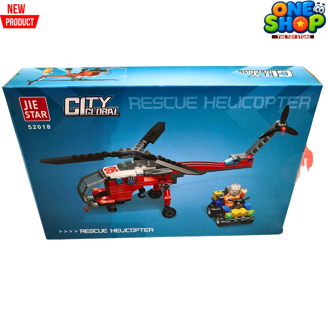 JIE STAR City Global Rescue Helicopter Building Blocks Set – Rescue Chopper Construction Toy for Kids | Emergency Helicopter Brick Set with ATV | Educational STEM Toy for Boys & Girls 6+ Secondary image