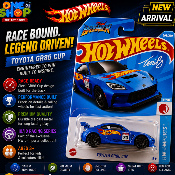 Hot Wheels Toyota GR86 Cup Die-Cast Car – HW J-Imports Series | 1:64 Scale Metal Racing Car for Kids Ages 3+