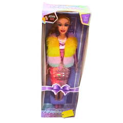 Happy Girl Sequin Fashion Dolls – Sparkling Dresses with Colorful Fur Vests – Glamorous Play for Kids (3+)