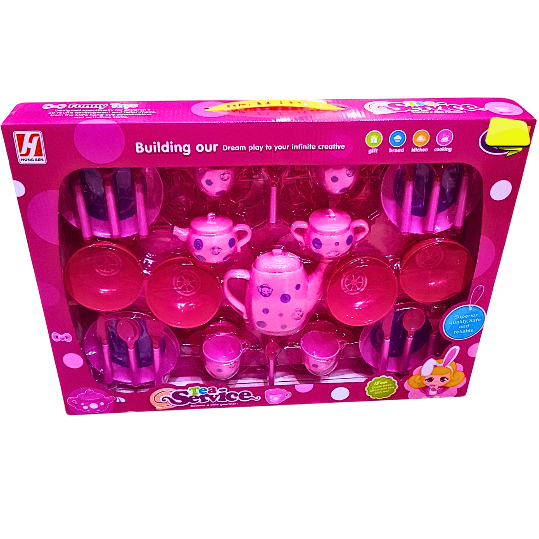 Pink Tea Set Toy for Kids | Pretend Play Kitchen Set | Safe and Durable Tea Party Kit Main image