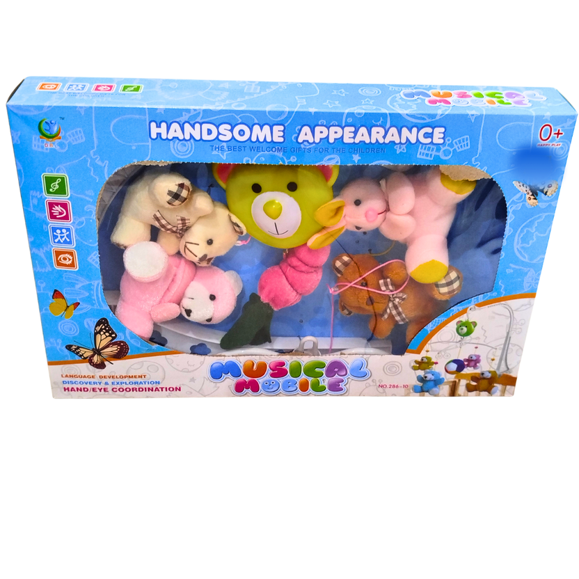 🧸 Plush Musical Baby Crib Mobile – Soft Hanging Teddy Bear Toys with Gentle Music for Newborns (0M+) Main image