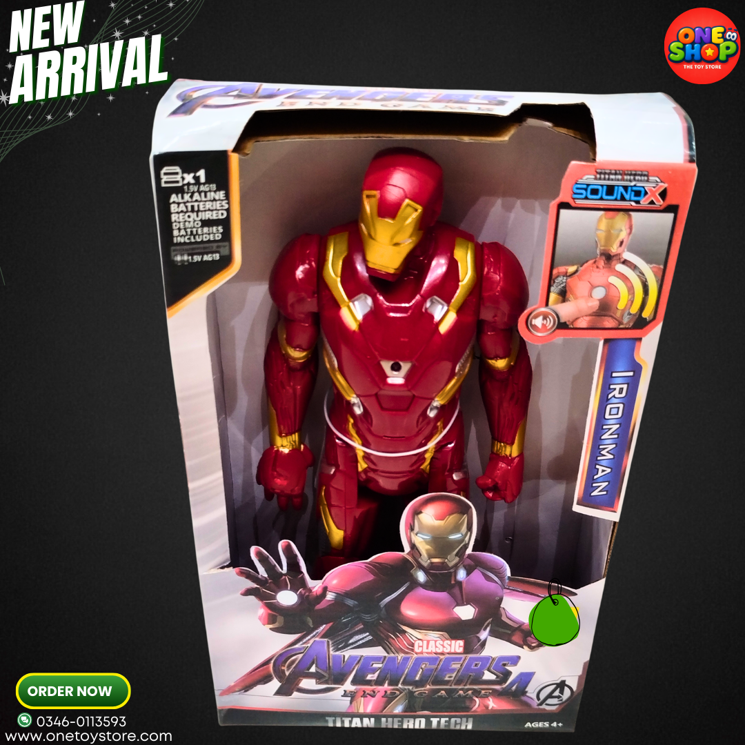Iron Man Titan Hero Action Figure with Sound – Large Marvel Avengers Superhero Toy for Kids | Talking Iron Man Figure (Ages 4+)