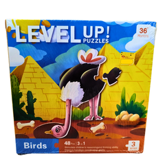 Level Up! Birds Puzzle – 3-in-1 Ostrich Puzzle for Toddlers (48 Pieces, Step 3, Age 3+)