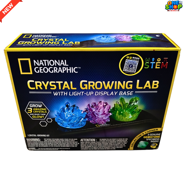 National Geographic Crystal Growing Lab for Kids – STEM Science Experiment Kit with Light-Up Display Base | Educational Crystal Growing Toy for Boys & Girls
